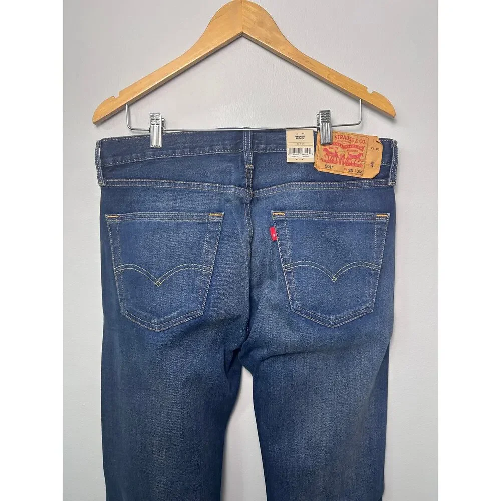 NWT Levi's 501 Original Men's Jeans Dark Wash Straight Leg Denim Levis 33 x 32